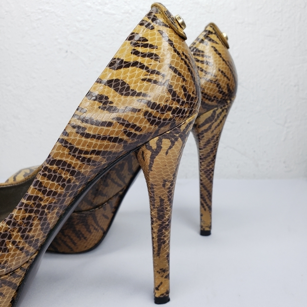Stuart Weitzman Snake Tiger Print Platform Heels - image 7